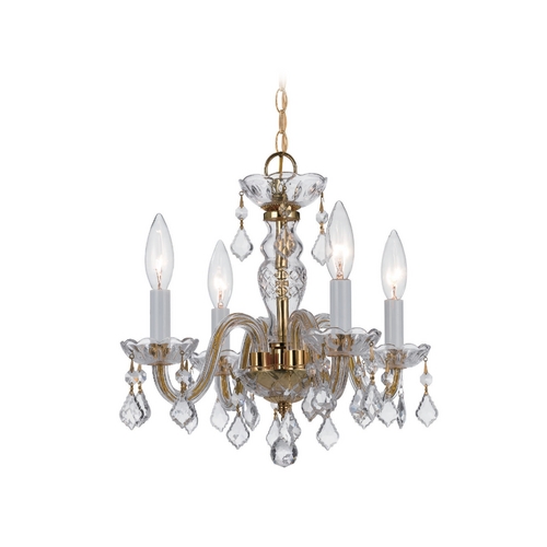 Crystorama Lighting Crystal Mini-Chandelier in Polished Brass Finish 1064-PB-CL-SAQ