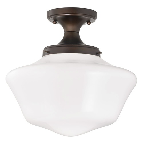 Design Classics Lighting 14-Inch Wide Schoolhouse Ceiling Light in Bronze Finish FES-220/ GA14