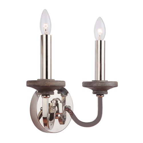 Craftmade Lighting Ashwood Wall Sconce in Polished Nickel & Greywood by Craftmade Lighting 36562-PLNGRW