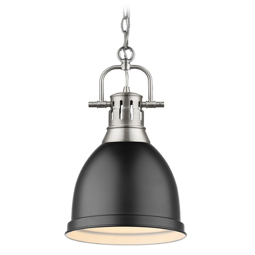 Golden Lighting Duncan Small Pendant in Pewter & Matte Black by Golden Lighting 3602-SPW-BLK