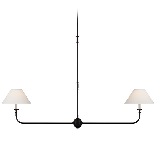 Visual Comfort Signature Collection Thomas OBrien Piaf Linear Pendant in Iron & Oak by Visual Comfort Signature TOB5455AIEBOL