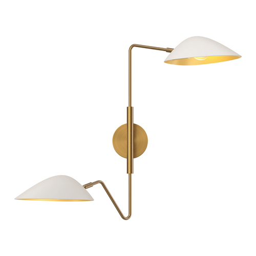 Alora Lighting Alora Lighting Oscar Aged Gold & White Swing Arm Lamp WV550224WHAG