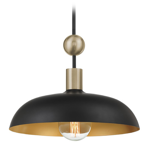 Biloxi Coal & Weathered Antique Brass Pendant by Minka Lavery