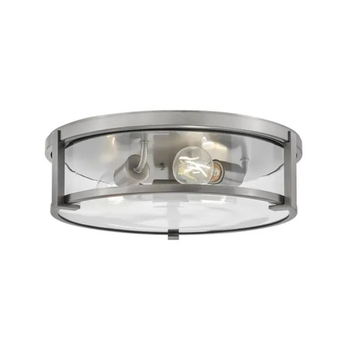 Hinkley Lowell 3-Light Antique Nickel Flush Mount by Hinkley Lighting 3243AN-CL