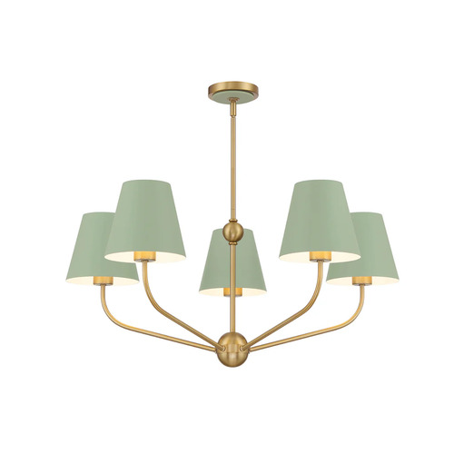 Xavier 5-Light Chandelier in Gold & Green by Crystorama Lighting