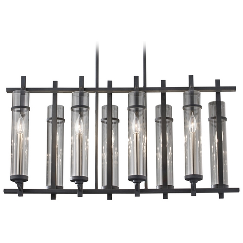 Generation Lighting Ethan 37.50-Inch Linear Chandelier in Antique Forged Iron & Brushed Steel by Generation Lighting F2630/8AF/BS