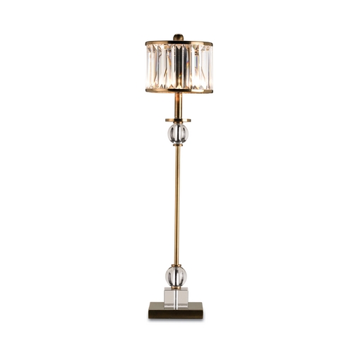 Currey and Company Lighting Table Lamp with White Glass in Crystal/antique Brass Finish 6986