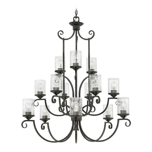 Hinkley Traditional Seeded Glass Black Chandelier 3 Tier 15Lt by Hinkley 4019OL-CL