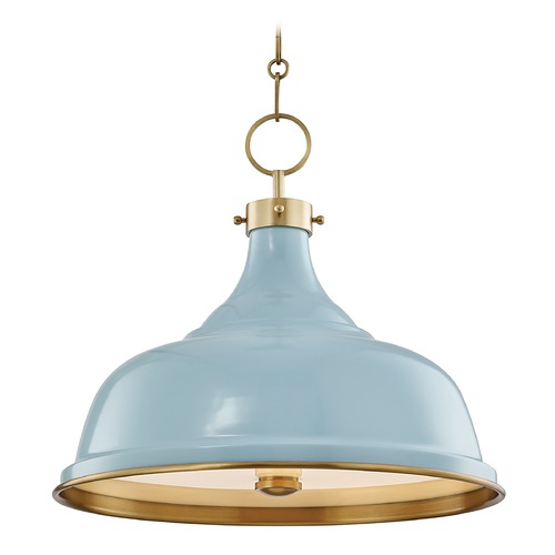 Hudson Valley Lighting Painted No. 1 Aged Brass Pendant with Blue Bird Metal Shade by Hudson Valley Lighting MDS300-AGB/BB