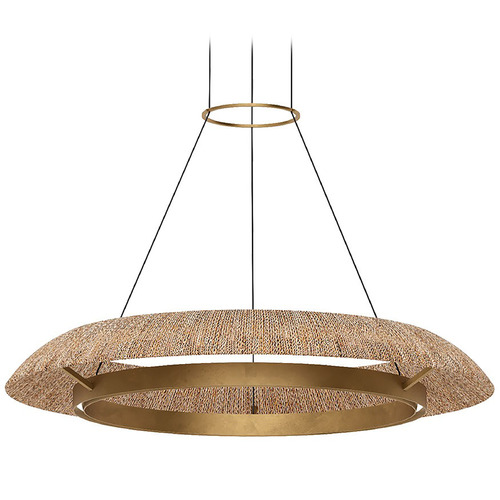 Visual Comfort Modern Collection Visual Comfort Modern Collection Noa Hand Rubbed Antique Brass & Natural LED Pendant Light SLCH55927NTHAB