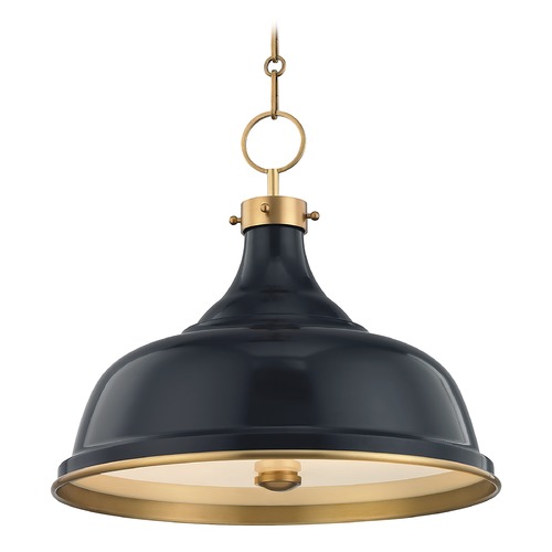 Hudson Valley Lighting Painted No. 1 Aged Brass Pendant with Darkest Blue Metal Shade by Hudson Valley Lighting MDS300-AGB/DBL