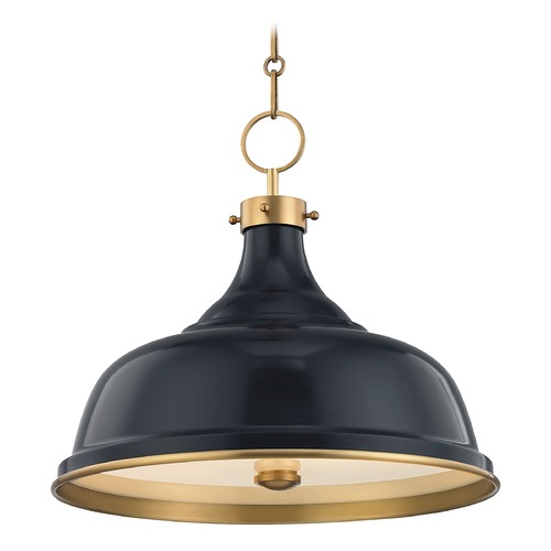 Painted No. 1 Aged Brass Pendant with Darkest Blue Metal Shade by Hudson Valley Lighting