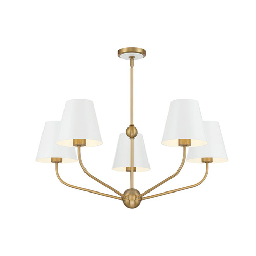 Xavier 5-Light Chandelier in Gold & White by Crystorama Lighting