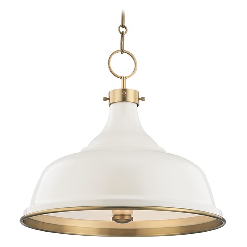 Hudson Valley Lighting Painted No. 1 Aged Brass Pendant with Off-White Metal Shade by Hudson Valley Lighting MDS300-AGB/OW
