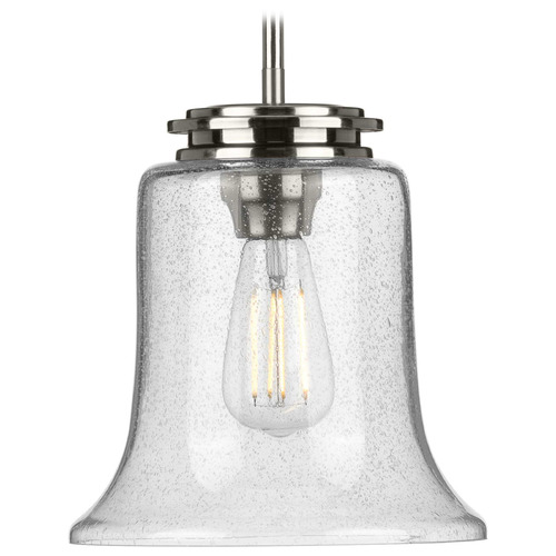 Progress Lighting Winslett Brushed Nickel Mini-Pendant Light with Bell Shade