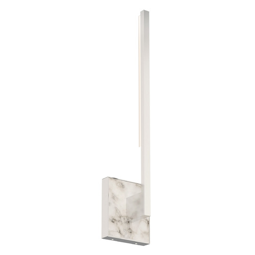 Klee 20-Inch LED Wall Sconce in Nickel & White Marble by VC Modern