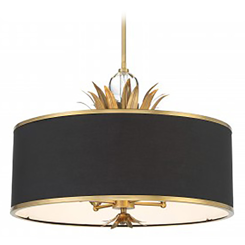 Minka Lavery Minka Lavery Caprio Brushed Brass Pendant Light with Drum Shade 4584-672