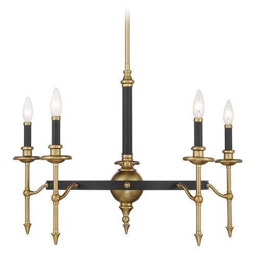 Savoy House Lighting Consulate Matte Black and Warm Brass Chandelier