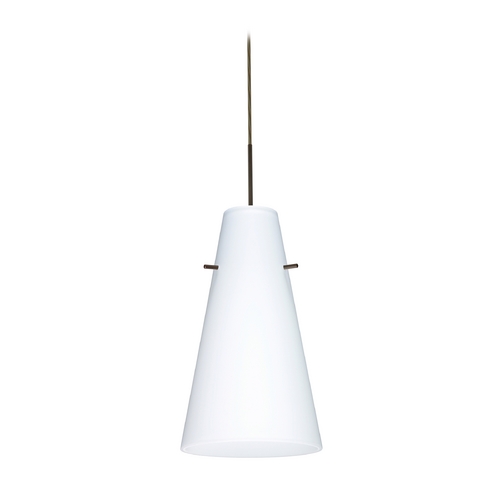 Besa Lighting Modern Pendant Light White Glass Bronze by Besa Lighting 1JT-412407-BR