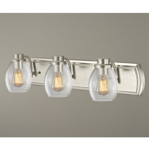 Design Classics Lighting Legacy 24-Inch Vanity Light in Satin Nickel with Clear Oblong Glass 1203-09 GL1034-CLR