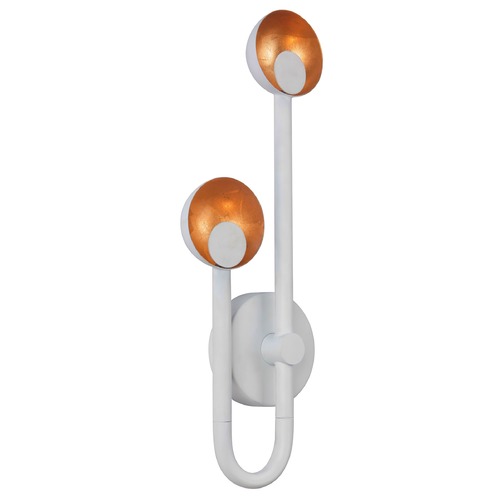 Foundry 18-Inch High Matte White & Gold Leaf LED Sconce by Craftmade Lighting