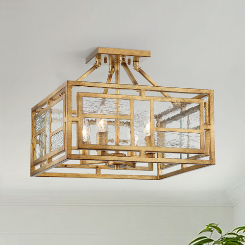 Edgemont Park Pandora Gold Leaf Semi-Flush Mount by Metropolitan Lighting