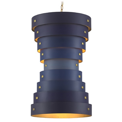 Currey and Company Lighting Graduation Chandelier in Blue/Contemporary Gold Leaf by Currey & Co 9000-0499