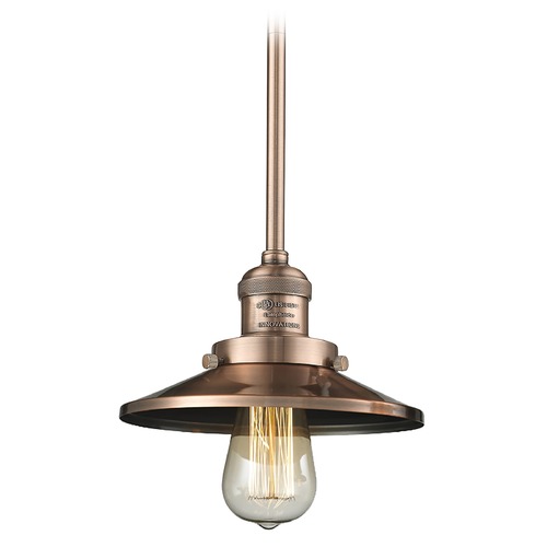 Innovations Lighting Innovations Lighting Railroad Antique Copper Mini-Pendant Light with Coolie Shade 201S-AC-M3