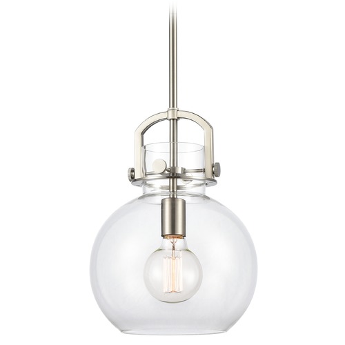 Innovations Lighting Innovations Lighting Newton Brushed Satin Nickel Pendant Light with Globe Shade 410-1S-SN-10CL