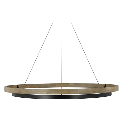 Grace 48-Inch LED Chandelier in Black & Oak by Visual Comfort Modern