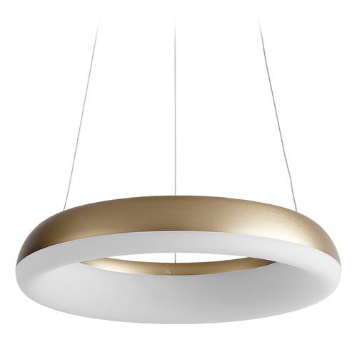 Roswell 16-Inch LED Pendant in Aged Brass by Oxygen Lighting