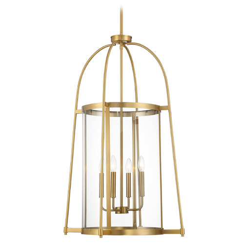 Savoy House Savoy House Lighting Rosedale Warm Brass Pendant Light with Cylindrical Shade 3-2406-4-322