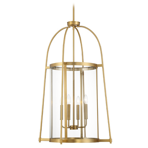 Savoy House Lighting Rosedale Warm Brass Pendant Light with Cylindrical Shade