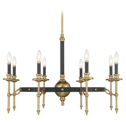 Savoy House Lighting Consulate Matte Black and Warm Brass Chandelier