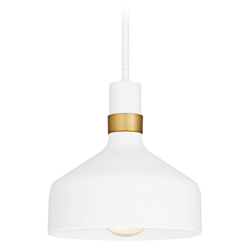 Quoizel Lighting Arbor Matte White & Gold Mini-Pendant Light with Bowl / Dome Shade