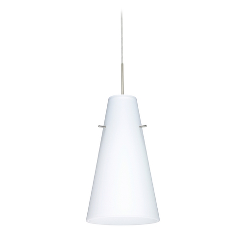 Modern Pendant Light White Glass Satin Nickel by Besa Lighting