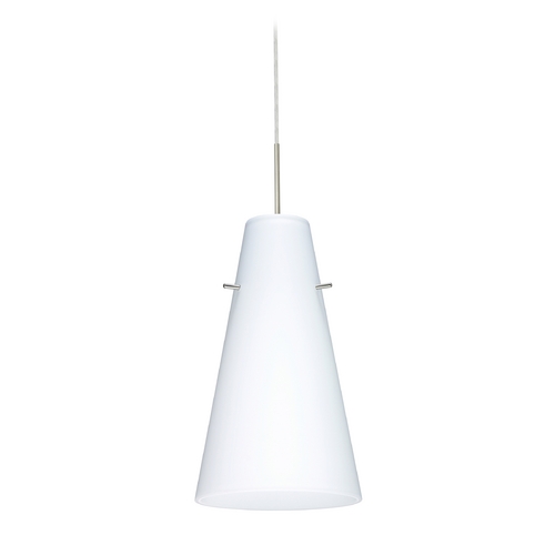 Besa Lighting Modern Pendant Light White Glass Satin Nickel by Besa Lighting 1JT-412407-SN