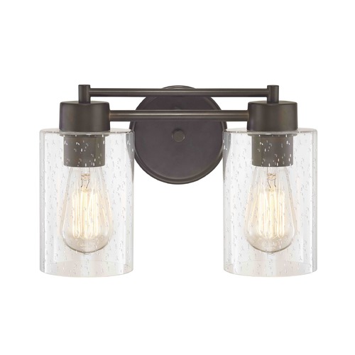 Industrial Seeded Glass Bathroom Light Bronze 2 Lt