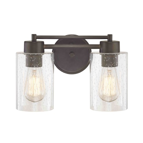 Design Classics Lighting Industrial Seeded Glass Bathroom Light Bronze 2 Lt 702-220 GL1041C