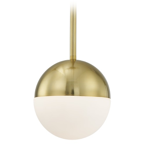 Design Classics Lighting Onec 6-Inch Globe Pendant in Satin Brass with White Glass 1968-SB/WH