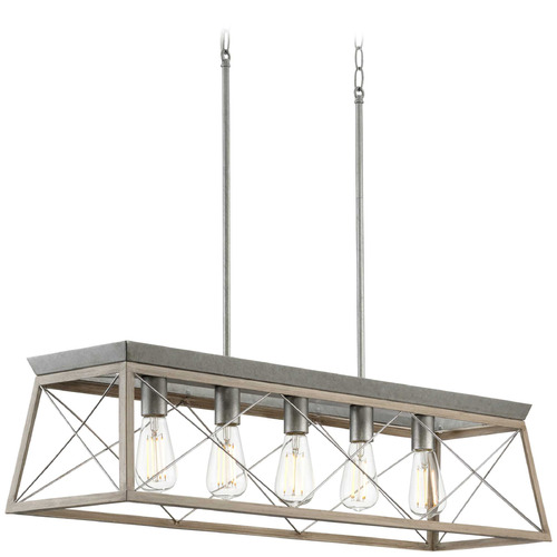 Progress Lighting Briarwood Galvanized & Rustic Bleached Oak Island Light