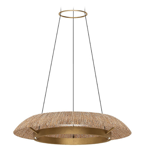 Visual Comfort Modern Collection Visual Comfort Modern Collection Noa Hand Rubbed Antique Brass & Natural LED Pendant Light SLCH56027NTHAB