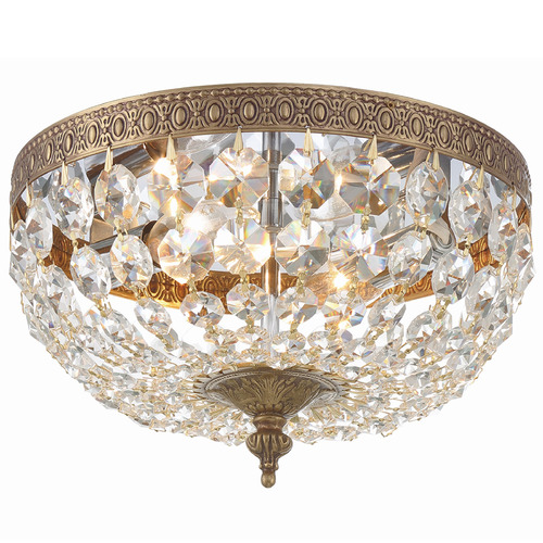 Crystorama Lighting Ceiling Mount Olde Brass Flushmount Light