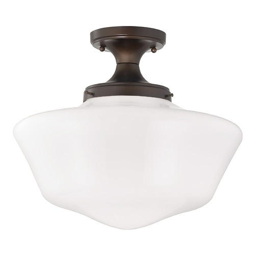 Design Classics Lighting 16-Inch Wide Schoolhouse Ceiling Light in Bronze Finish FES-220/ GA16