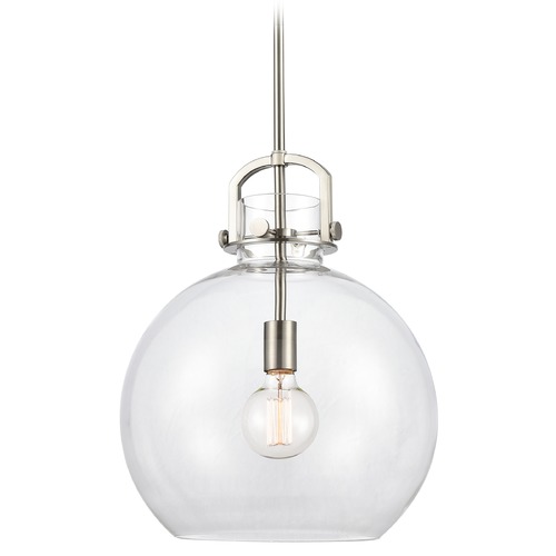 Innovations Lighting Innovations Lighting Newton Brushed Satin Nickel Pendant Light with Globe Shade 410-1S-SN-14CL