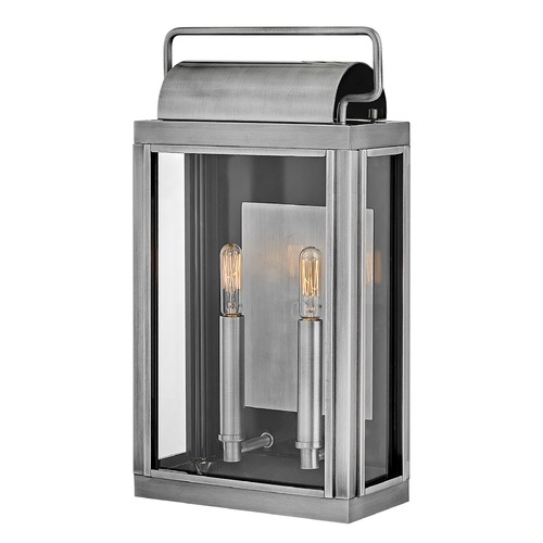 Sag Harbor Medium Wall Lantern in Antique Aluminum by Hinkley Lighting
