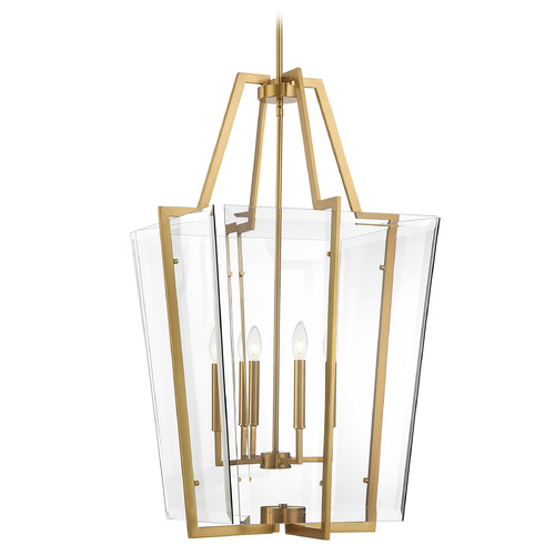 Savoy House Lighting Farell Warm Brass Pendant Light with Square Shade