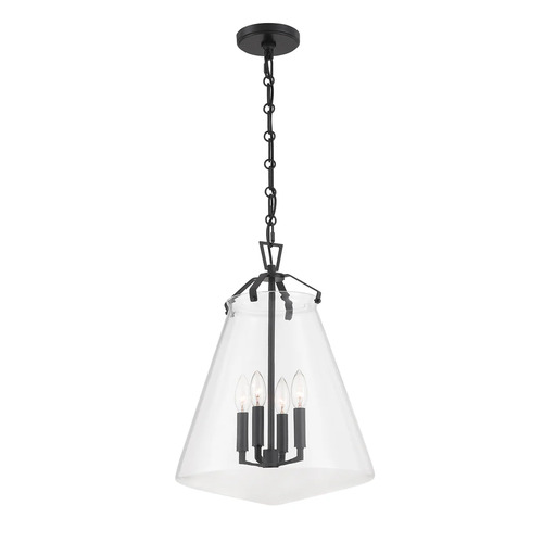 Voss 4-Light Pendant in Matte Black by Crystorama Lighting