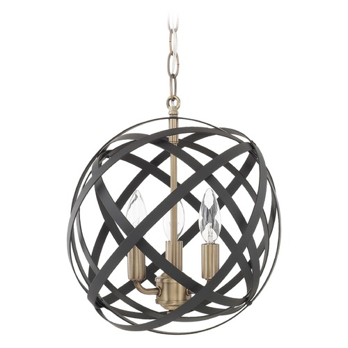 Capital Lighting Axis 12.50-Inch Orb Pendant in Black & Aged Brass by Capital Lighting 4233AB