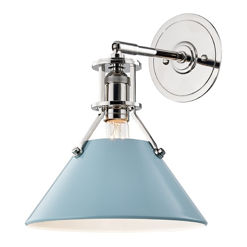 Hudson Valley Lighting Painted No. 2 Wall Sconce with Blue Bird Shade by Hudson Valley Lighting MDS350-PN/BB